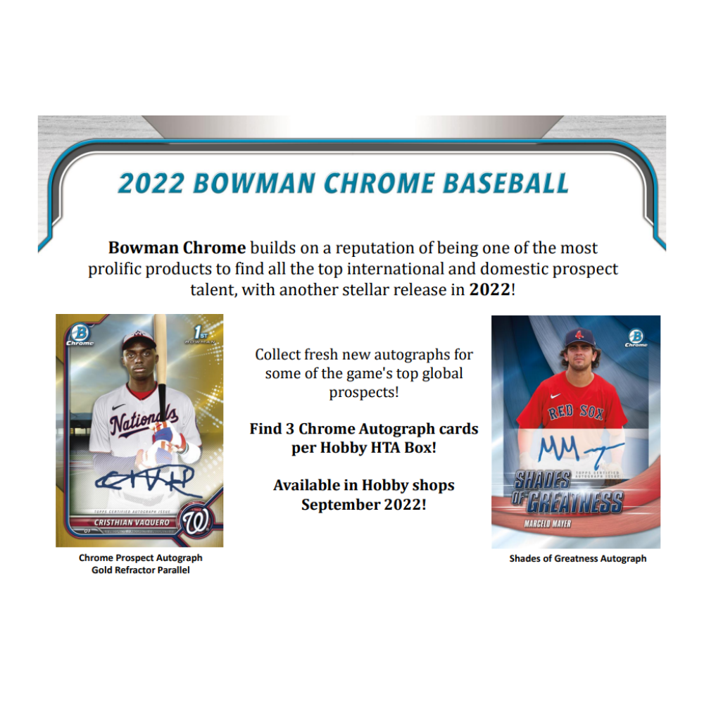 2022 Topps Bowman Chrome Baseball Autograph HTA