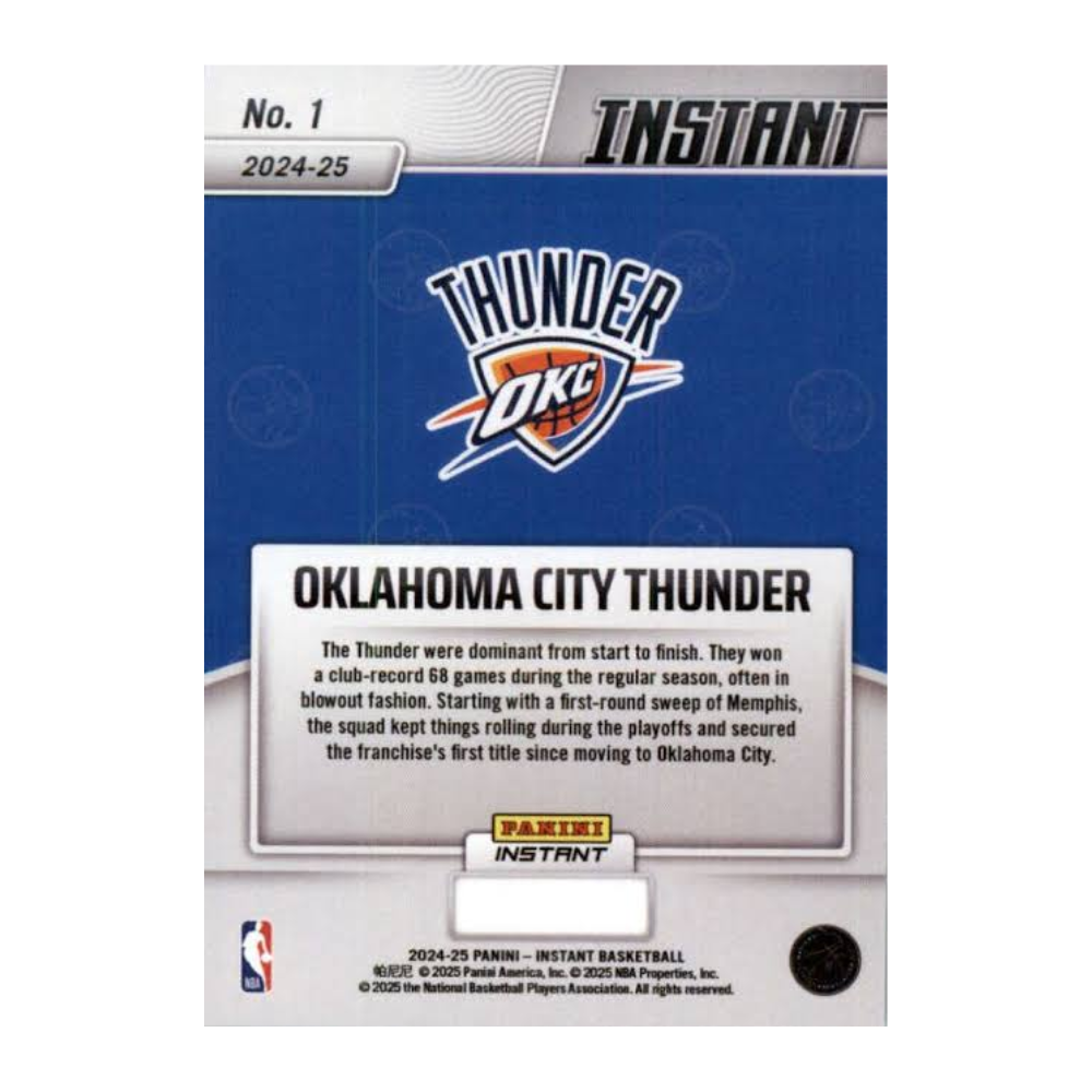 2025 Panini NBA Champions Oklahoma City Thunder Basketball Trading Card Blaster Box