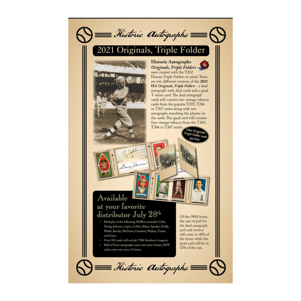2021 Historic Autograph Triple Folders Baseball